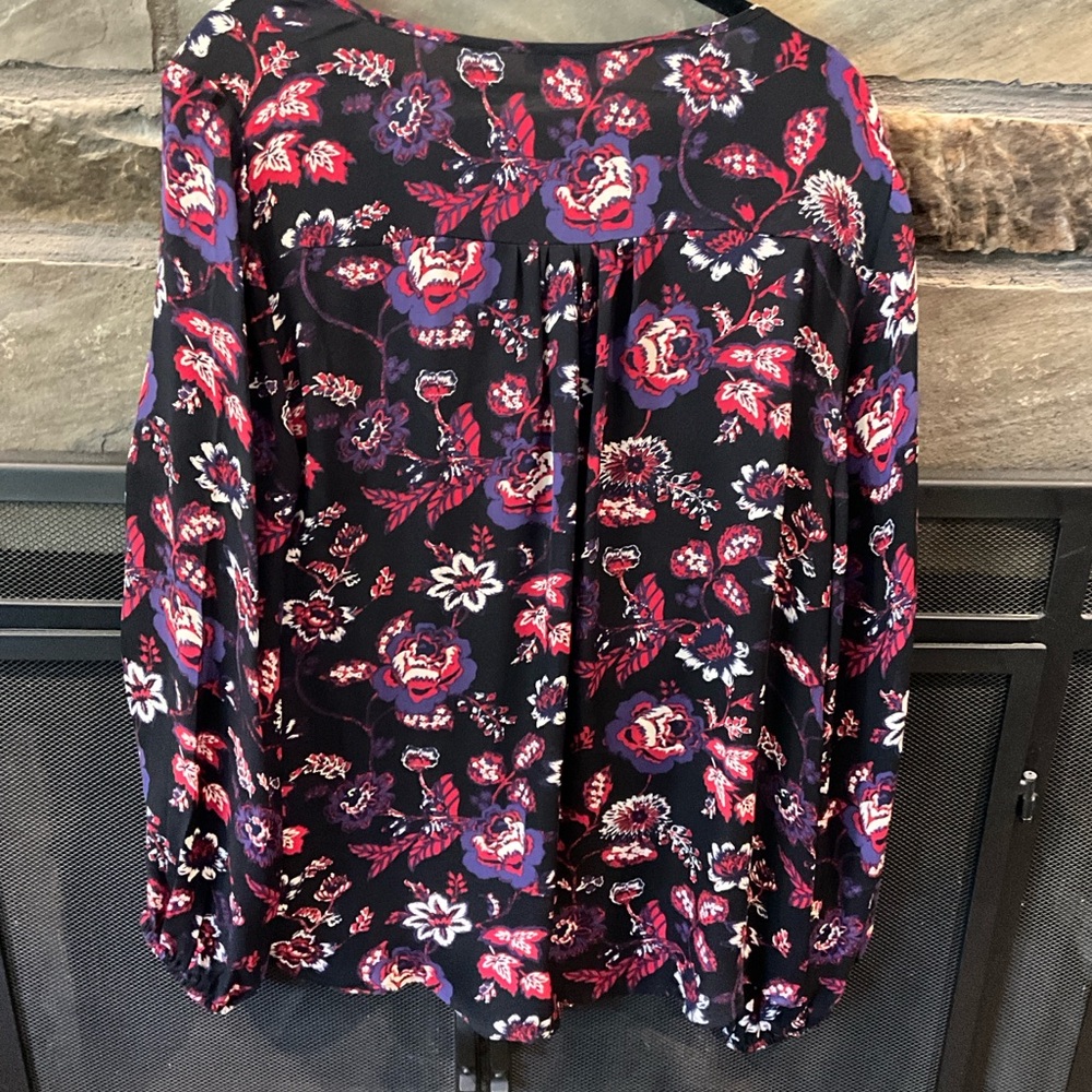 Joie Silk Floral Print Women's Top - Black and Pink - Picture 2 of 3